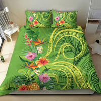 Polynesian Tribal Flower Tattoo Bedding Set Special Lime Green Vibe
