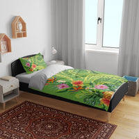 Polynesian Tribal Flower Tattoo Bedding Set Special Lime Green Vibe