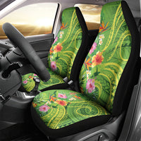 Polynesian Tribal Flower Tattoo Car Seat Cover Special Lime Green Vibe