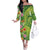 Polynesian Tribal Flower Tattoo Family Matching Off The Shoulder Long Sleeve Dress and Hawaiian Shirt Special Lime Green Vibe