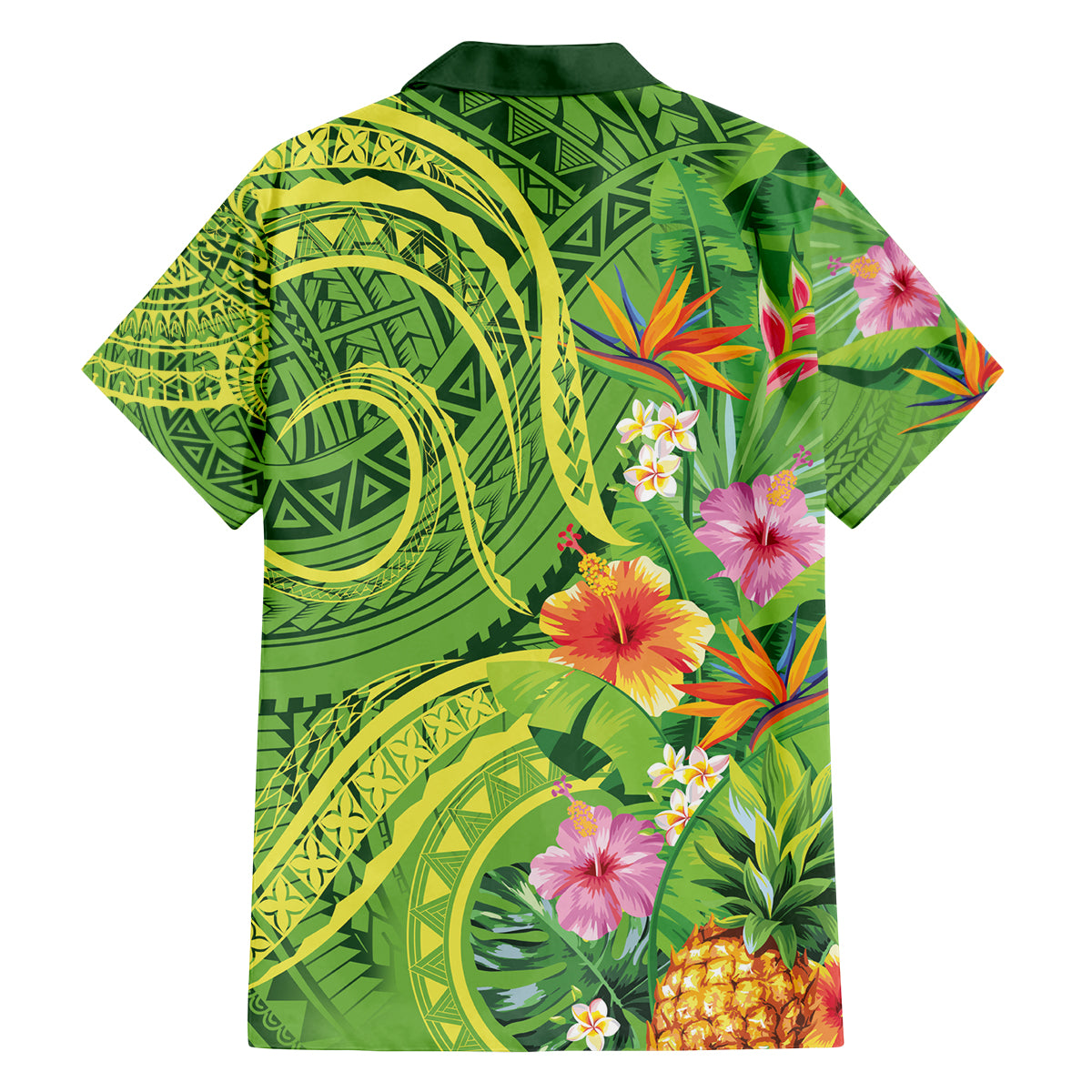 Polynesian Tribal Flower Tattoo Family Matching Puletasi and Hawaiian Shirt Special Lime Green Vibe LT9 - Polynesian Pride