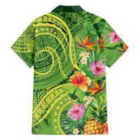 Polynesian Tribal Flower Tattoo Family Matching Puletasi and Hawaiian Shirt Special Lime Green Vibe LT9 - Polynesian Pride