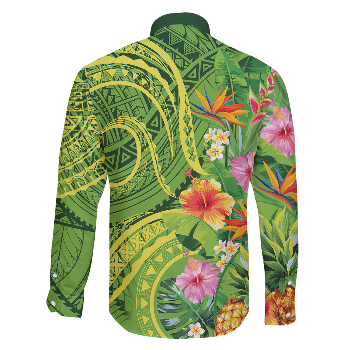 Polynesian Tribal Flower Tattoo Family Matching Puletasi and Hawaiian Shirt Special Lime Green Vibe LT9 - Polynesian Pride