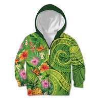 Polynesian Tribal Flower Tattoo Kid Hoodie Special Lime Green Vibe
