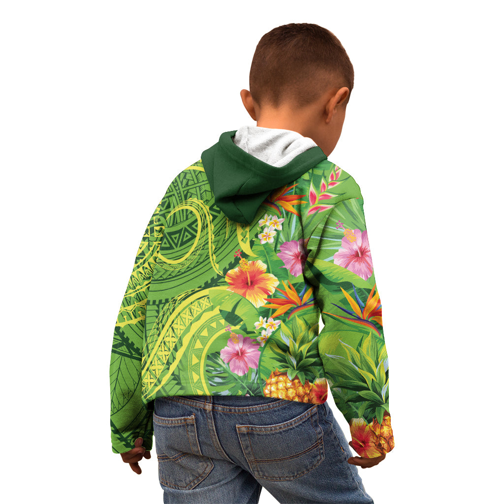 Polynesian Tribal Flower Tattoo Kid Hoodie Special Lime Green Vibe