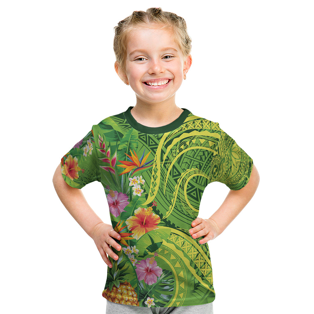 Polynesian Tribal Flower Tattoo Kid T Shirt Special Lime Green Vibe LT9 Lime Green - Polynesian Pride