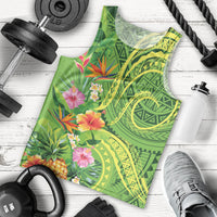 Polynesian Tribal Flower Tattoo Men Tank Top Special Lime Green Vibe