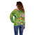 Polynesian Tribal Flower Tattoo Off Shoulder Sweater Special Lime Green Vibe