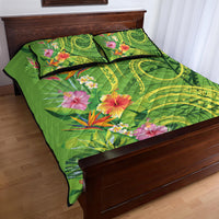 Polynesian Tribal Flower Tattoo Quilt Bed Set Special Lime Green Vibe