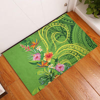 Polynesian Tribal Flower Tattoo Rubber Doormat Special Lime Green Vibe LT9 Lime Green - Polynesian Pride