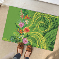 Polynesian Tribal Flower Tattoo Rubber Doormat Special Lime Green Vibe LT9 - Polynesian Pride