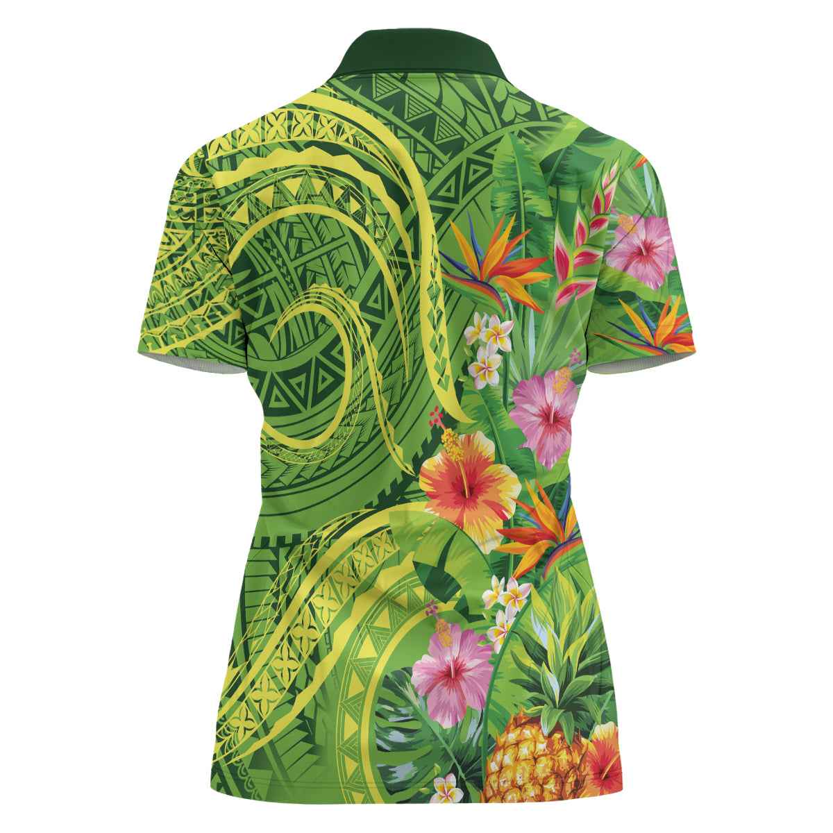 Polynesian Tribal Flower Tattoo Women Polo Shirt Special Lime Green Vibe