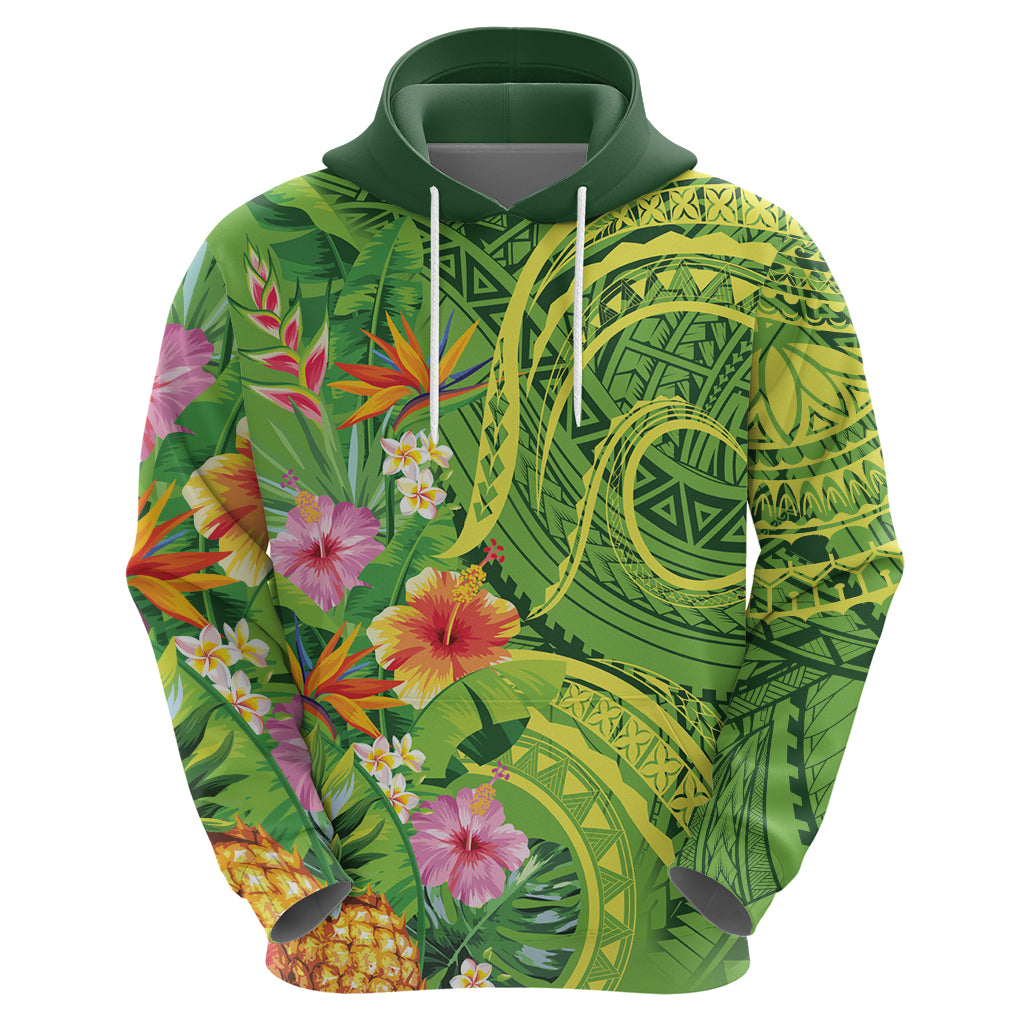 Polynesian Tribal Flower Tattoo Zip Hoodie Special Lime Green Vibe