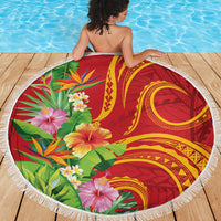 Polynesian Tribal Flower Tattoo Beach Blanket Special Vermilion Vibe