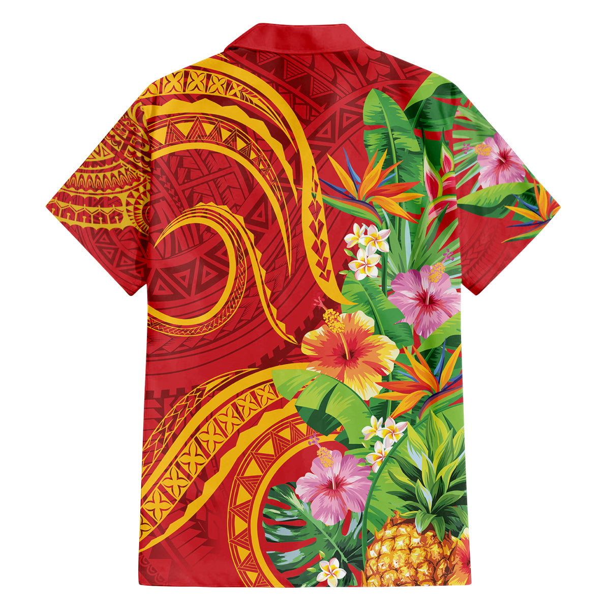 Polynesian Tribal Flower Tattoo Family Matching Puletasi and Hawaiian Shirt Special Vermilion Vibe LT9 - Polynesian Pride