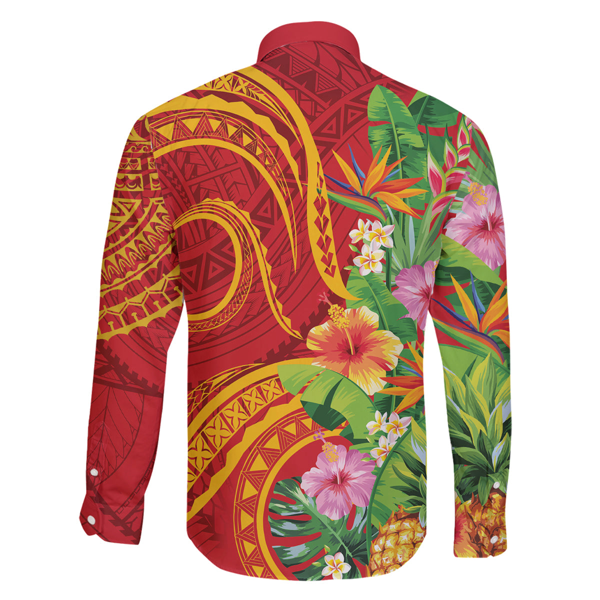Polynesian Tribal Flower Tattoo Family Matching Puletasi and Hawaiian Shirt Special Vermilion Vibe LT9 - Polynesian Pride