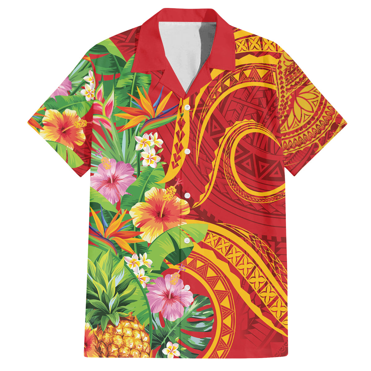 Polynesian Tribal Flower Tattoo Family Matching Summer Maxi Dress and Hawaiian Shirt Special Vermilion Vibe