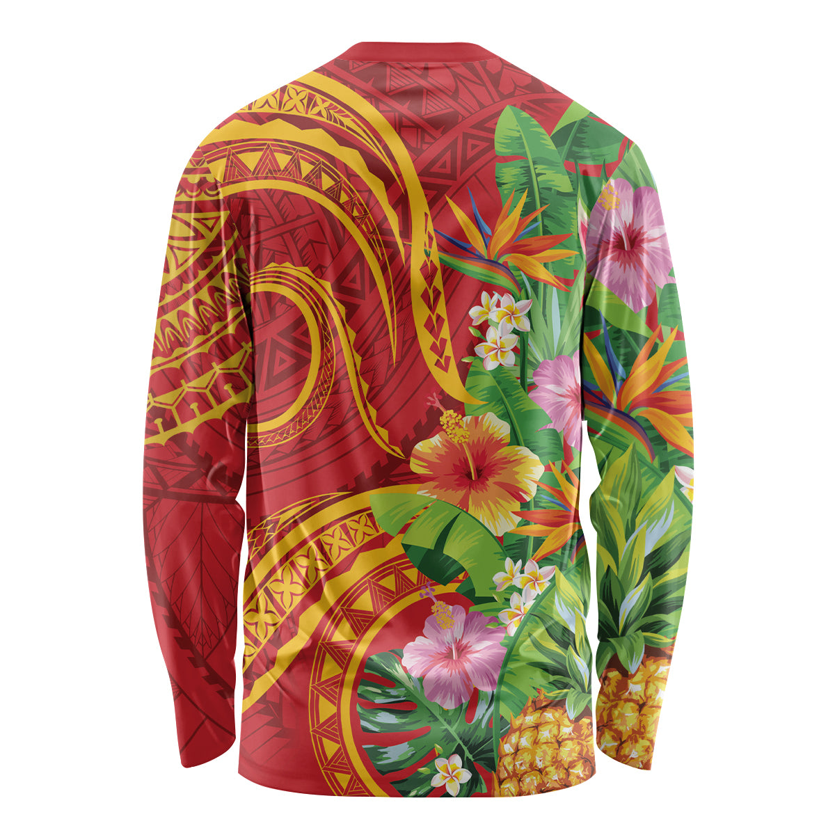 Polynesian Tribal Flower Tattoo Long Sleeve Shirt Special Vermilion Vibe LT9 - Polynesian Pride