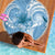 Polynesian Hibiscus Flower Tribal Beach Blanket Blue Color