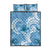 Polynesian Hibiscus Flower Tribal Quilt Bed Set Blue Color