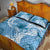 Polynesian Hibiscus Flower Tribal Quilt Bed Set Blue Color