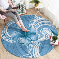 Polynesian Hibiscus Flower Tribal Round Carpet Blue Color LT9 - Polynesian Pride