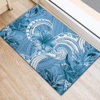 Polynesian Hibiscus Flower Tribal Rubber Doormat Blue Color LT9 - Polynesian Pride