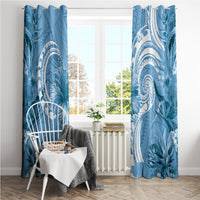 Polynesian Hibiscus Flower Tribal Window Curtain Blue Color LT9 - Polynesian Pride