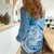 Polynesian Hibiscus Flower Tribal Women Casual Shirt Blue Color