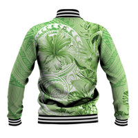 Polynesian Hibiscus Flower Tribal Baseball Jacket Lime Green Color LT9 - Polynesian Pride