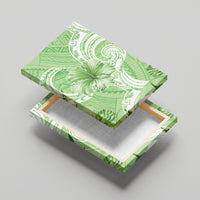 Polynesian Hibiscus Flower Tribal Canvas Wall Art Lime Green Color