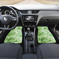 Polynesian Hibiscus Flower Tribal Car Mats Lime Green Color