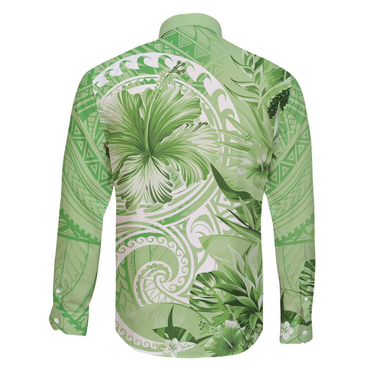 Polynesian Hibiscus Flower Tribal Family Matching Tank Maxi Dress and Hawaiian Shirt Lime Green Color LT9 - Polynesian Pride