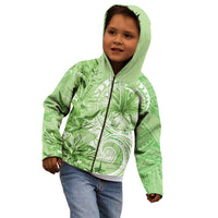 Polynesian Hibiscus Flower Tribal Kid Hoodie Lime Green Color
