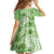 Polynesian Hibiscus Flower Tribal Kid Short Sleeve Dress Lime Green Color