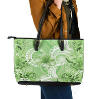 Polynesian Hibiscus Flower Tribal Leather Tote Bag Lime Green Color LT9 - Polynesian Pride