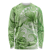 Polynesian Hibiscus Flower Tribal Long Sleeve Shirt Lime Green Color LT9 Unisex Lime Green - Polynesian Pride