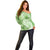 Polynesian Hibiscus Flower Tribal Off Shoulder Sweater Lime Green Color
