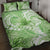Polynesian Hibiscus Flower Tribal Quilt Bed Set Lime Green Color