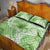 Polynesian Hibiscus Flower Tribal Quilt Bed Set Lime Green Color