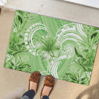 Polynesian Hibiscus Flower Tribal Rubber Doormat Lime Green Color LT9 - Polynesian Pride