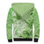 Polynesian Hibiscus Flower Tribal Sherpa Hoodie Lime Green Color