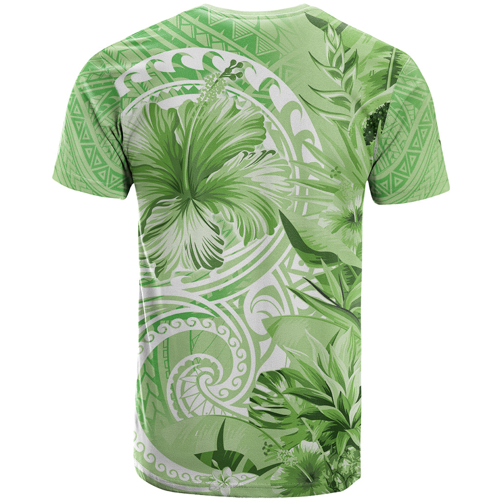 Polynesian Hibiscus Flower Tribal T Shirt Lime Green Color