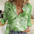 Polynesian Hibiscus Flower Tribal Women Casual Shirt Lime Green Color
