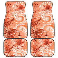 Polynesian Hibiscus Flower Tribal Car Mats Peach Color