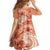 Polynesian Hibiscus Flower Tribal Kid Short Sleeve Dress Peach Color