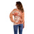 Polynesian Hibiscus Flower Tribal Off Shoulder Sweater Peach Color