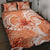 Polynesian Hibiscus Flower Tribal Quilt Bed Set Peach Color