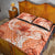 Polynesian Hibiscus Flower Tribal Quilt Bed Set Peach Color
