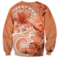Polynesian Hibiscus Flower Tribal Sweatshirt Peach Color LT9 - Polynesian Pride